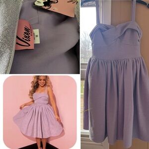 Vixen Micheline Pitt Lavender Sweetheart Fit-and-Flare Midi Dress
